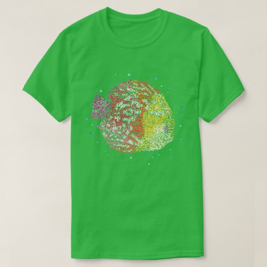 ディスカス観賞魚の水族館ギフト Tシャツ (デザイン正面)