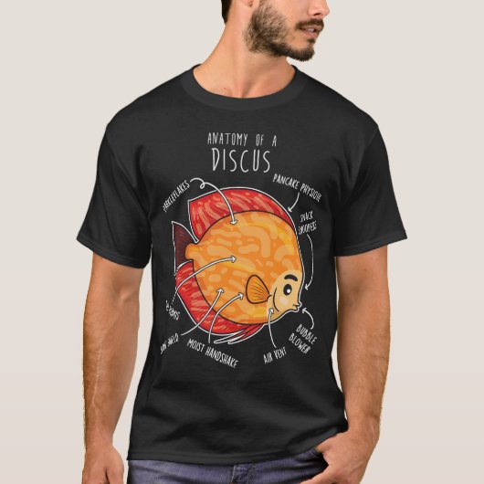 ディスカス魚の解剖学 Tシャツ (正面)