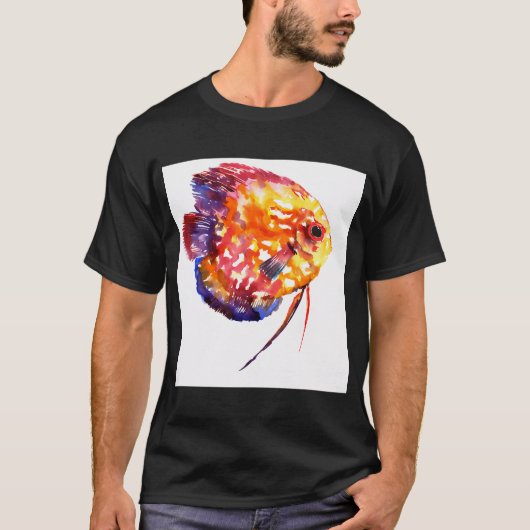 ディスカス、虹色、黄色 赤、青 Tシャツ (正面)