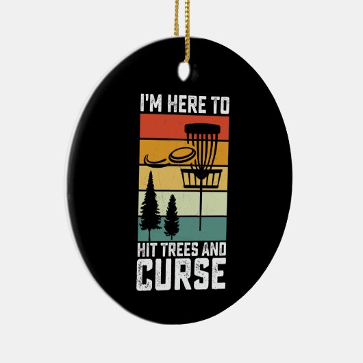 ディスクおもしろいゴルフシャツが木に当たり呪いのレトロ セラミックオーナメント (右)