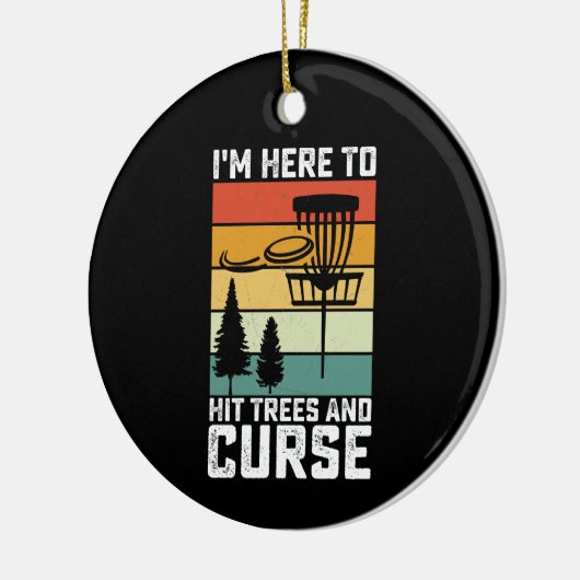 ディスクおもしろいゴルフシャツが木に当たり呪いのレトロ セラミックオーナメント (左)