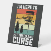 ディスクおもしろいゴルフシャツが木に当たり呪いのレトロ 台座サイン (正面)