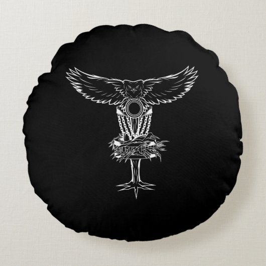 ディスクおもしろいゴルフフクロウ木製バスケットチェーンプロテクター ラウンドクッション (正面)