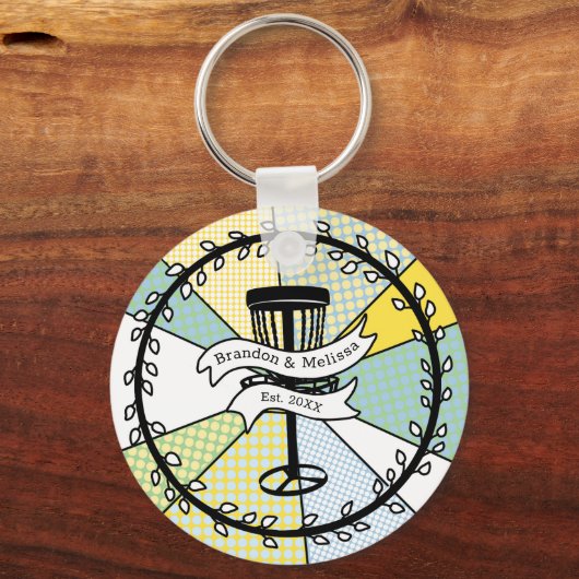 ディスクゴパーソナライズされたルフカップル確定日 キーホルダー (正面)