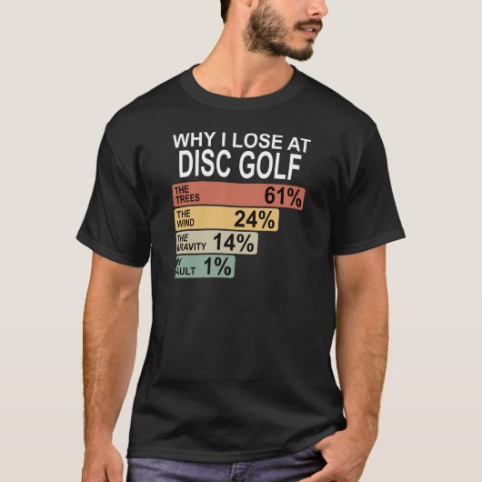 ディスクゴルフで負ける理由 - 面白いディスクゴルフデザイン Tシャツ (正面)