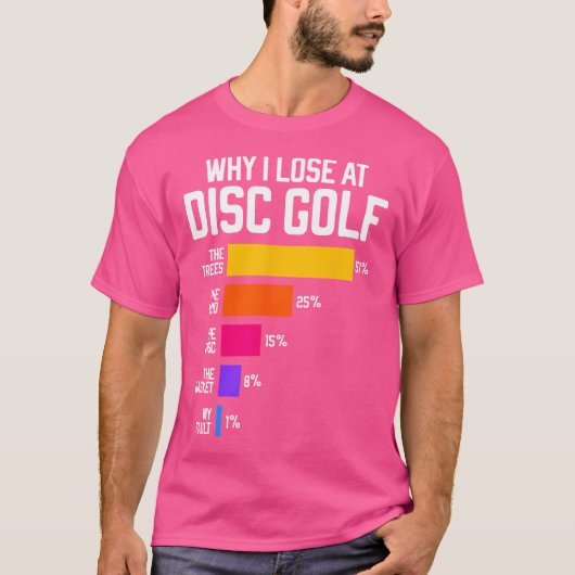 ディスクゴルフで負ける理由 面白いフライングディスクの言い訳 Tシャツ (正面)