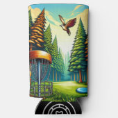 ディスクゴルフとイーグルをテーマにした スリム缶クーラー (裏面)