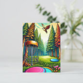 ディスクゴルフとイーグルをテーマにした ポストカード (スタンド正面)