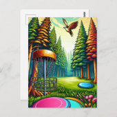 ディスクゴルフとイーグルをテーマにした ポストカード (正面/裏面)