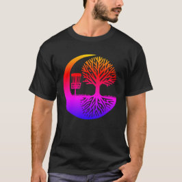  ディスクゴルフと木の根のシルエット  Tシャツ
