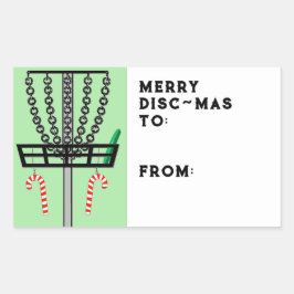 ディスクゴルフのクリスマスギフトタグ 長方形シール