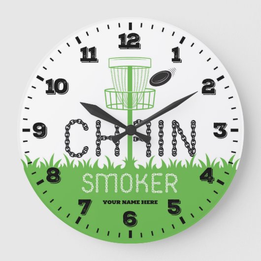 ディスクゴルフのパーソナル化可能クロック ラージ壁時計 (正面)