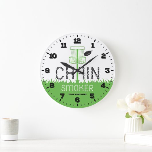 ディスクゴルフのパーソナル化可能クロック ラージ壁時計 (ホーム)