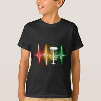 ディスクゴルフの鼓動 心電図ライン レトロゴルファー  Tシャツ
