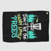 ディスクゴルフは幸せな小さな木をヒット ゴルフタオル (横)