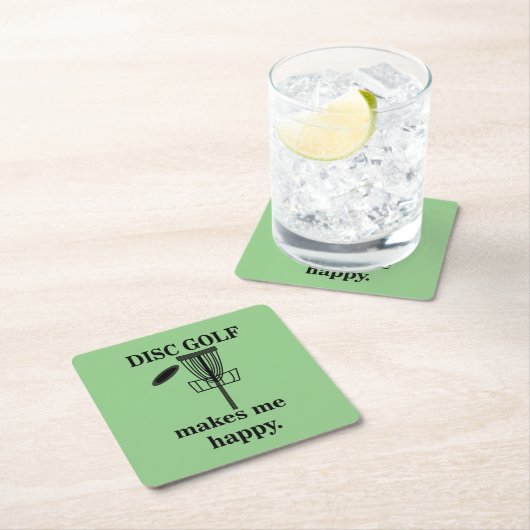 ディスクゴルフは私を幸せなディスクゴルフにする スクエアペーパーコースター (インサイチュ)
