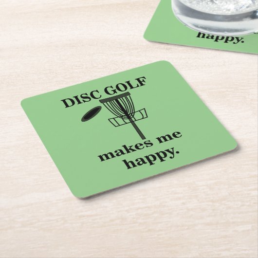 ディスクゴルフは私を幸せなディスクゴルフにする スクエアペーパーコースター (アングル)