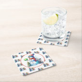 ディスクゴルフをテーマにしたクリスマスパーティー スクエアペーパーコースター (インサイチュ)