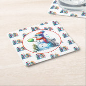 ディスクゴルフをテーマにしたクリスマスパーティー スクエアペーパーコースター (アングル)