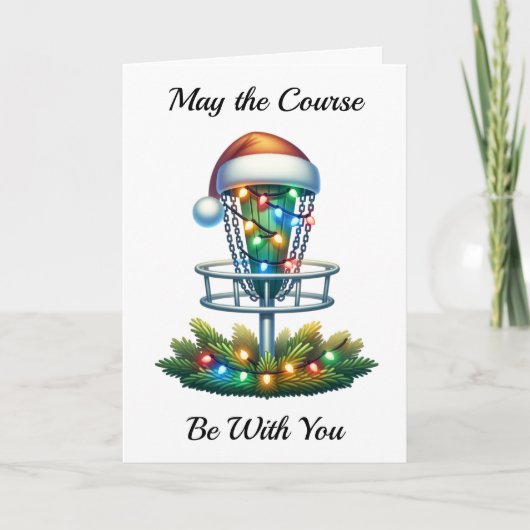ディスクゴルフをテーマにしたクリスマス カード (正面)