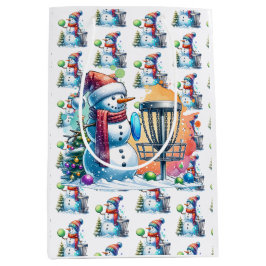 ディスクゴルフをテーマにしたクリスマス ミディアムペーパーバッグ