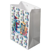 ディスクゴルフをテーマにしたクリスマス ミディアムペーパーバッグ (裏面アングル)