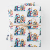 ディスクゴルフをテーマにしたクリスマス ラッピングペーパーシート (インサイチュ)