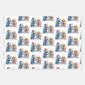 ディスクゴルフをテーマにしたクリスマス ラッピングペーパーシート (正面)