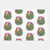 ディスクゴルフをテーマにしたクリスマス ラッピングペーパーシート (正面2)