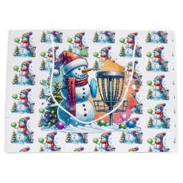 ディスクゴルフをテーマにしたクリスマス ラージペーパーバッグ