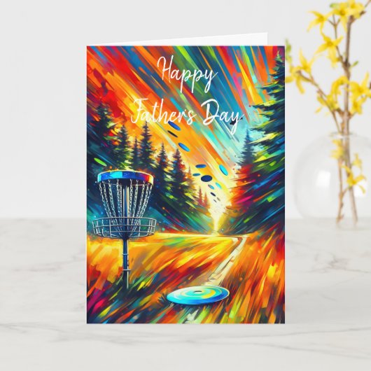 ディスクゴルフをテーマにした父の日 カード (黄色い花)