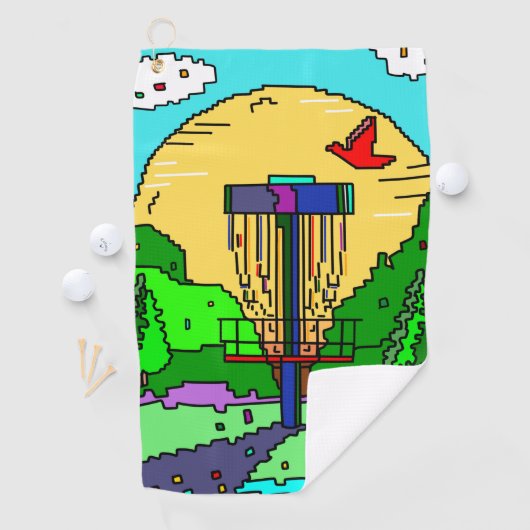 ディスクゴルフをテーマにした誕生日 ゴルフタオル (インサイチュ)