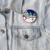 ディスクゴルフを遊ぶサンタ 缶バッジ (インサイチュ)