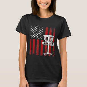 ディスクゴルフアメリカ国旗の7月4日 Tシャツ