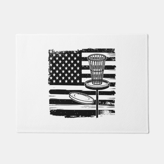 ディスクゴルフアメリカ国旗 ドアマット (正面)