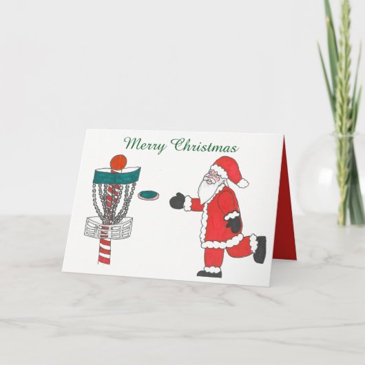 ディスクゴルフクリスマスカードを遊ぶサンタの原因 シーズンカード (正面)