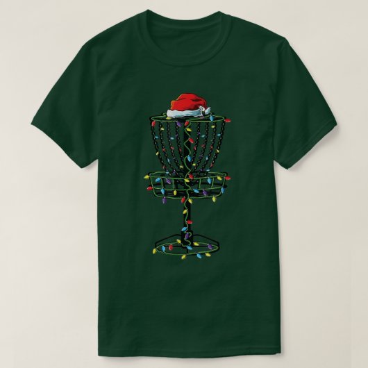 ディスクゴルフクリスマスライトツリーゴルファークリスマスハットサ Tシャツ (デザイン正面)