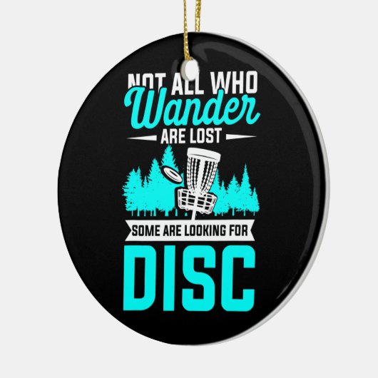 ディスクゴルフスポーツフリスビー木バスケットチェーン セラミックオーナメント (左)