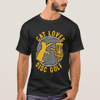 ディスクゴルフスポーツフリスビー猫プレイヤーディス飛んでいるクバス Tシャツ
