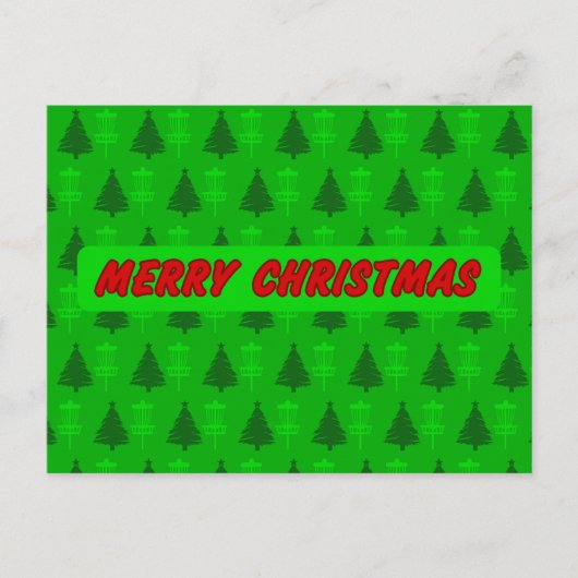 ディスクゴルフツリーとバスケットクリスマスカード インビテーションポストカード (正面)