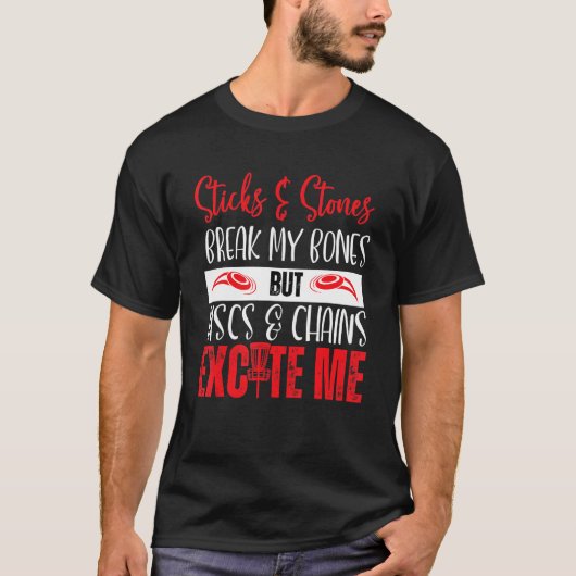 ディスクゴルフディスク&チェーン私を赤くエキサイト Tシャツ (正面)