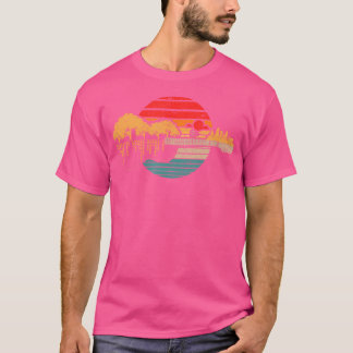 ディスクゴルフディ飛んでいるスクディスクゴルフサンセットギター Tシャツ