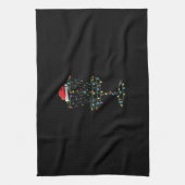 ディスクゴルフバスケットサンタディスクゴルフフリスビーゴルファー キッチンタオル (縦)