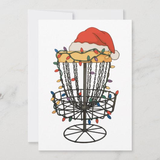 ディスクゴルフバスケットサンタ帽子クリスマス電飾クリスマス 招待状 (正面)