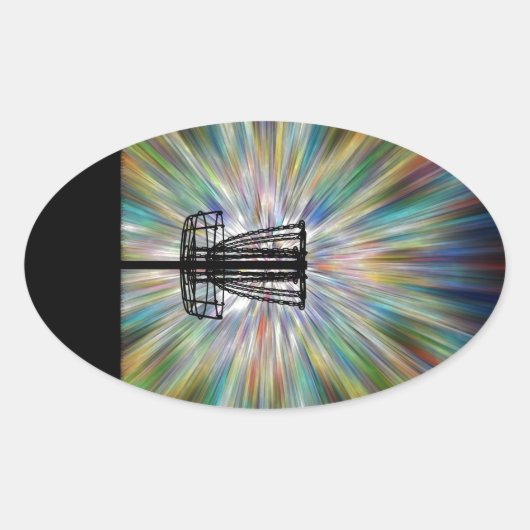 ディスクゴルフバスケットシルエット 楕円形シール (正面)