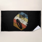 ディスクゴルフバスケットレトロ ビーチタオル (正面)