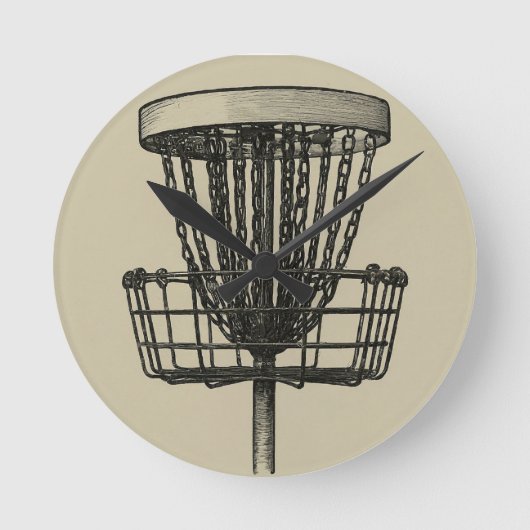 ディスクゴルフバスケット時計 ラウンド壁時計 (正面)