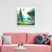 ディスクゴルフピクセルアート キャンバスプリント (インサイチュ (リビング))