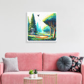 ディスクゴルフピクセルアート キャンバスプリント (インサイチュ (リビング))