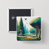 ディスクゴルフピクセルアート 缶バッジ (正面&裏面)